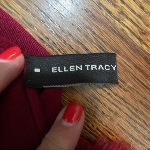Ellen Tracy Maroon Pom Pom Cashmere and Silk Scarf - Picture 3 of 6